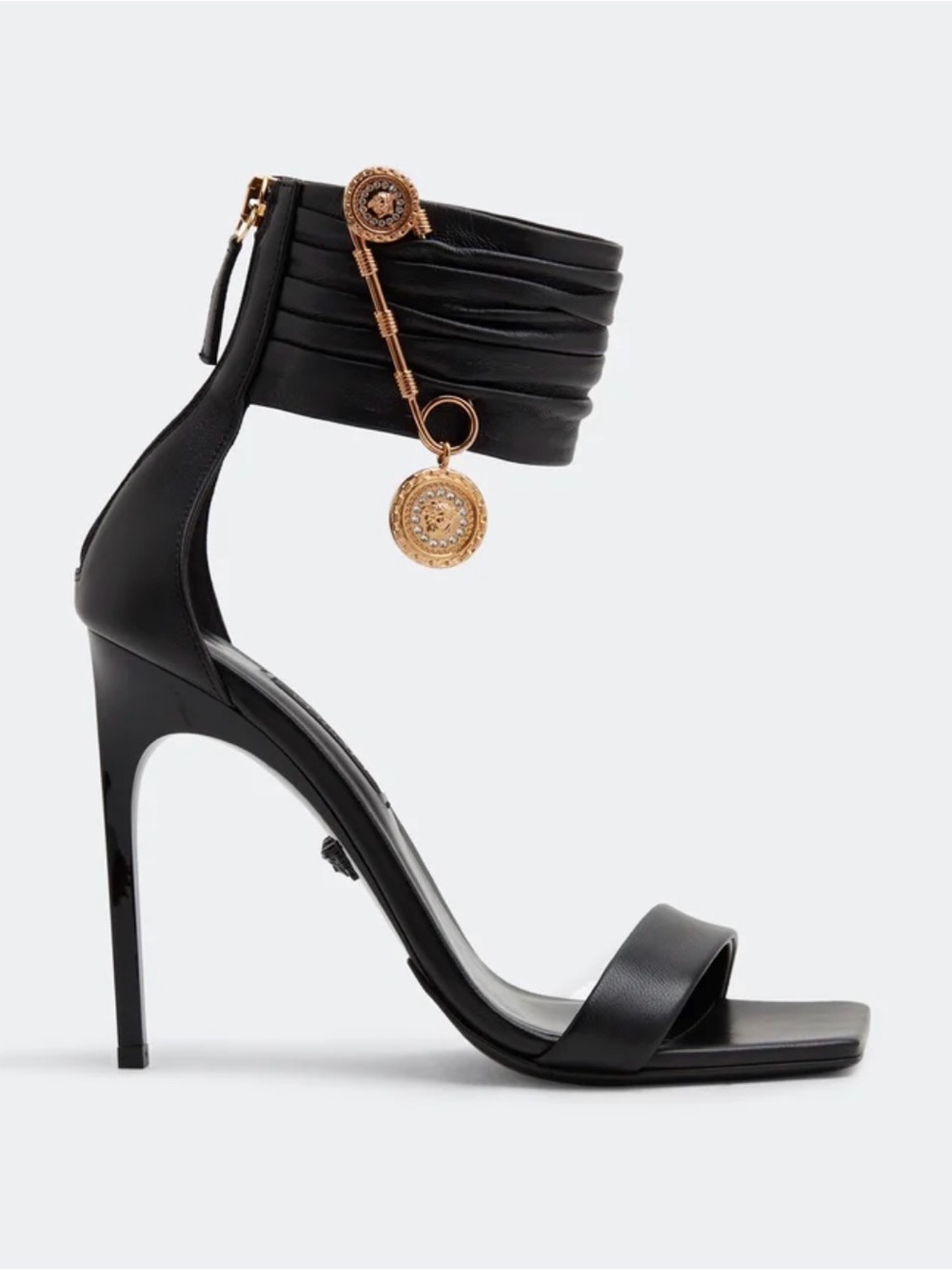 VERSACE Safety Pin leather sandals